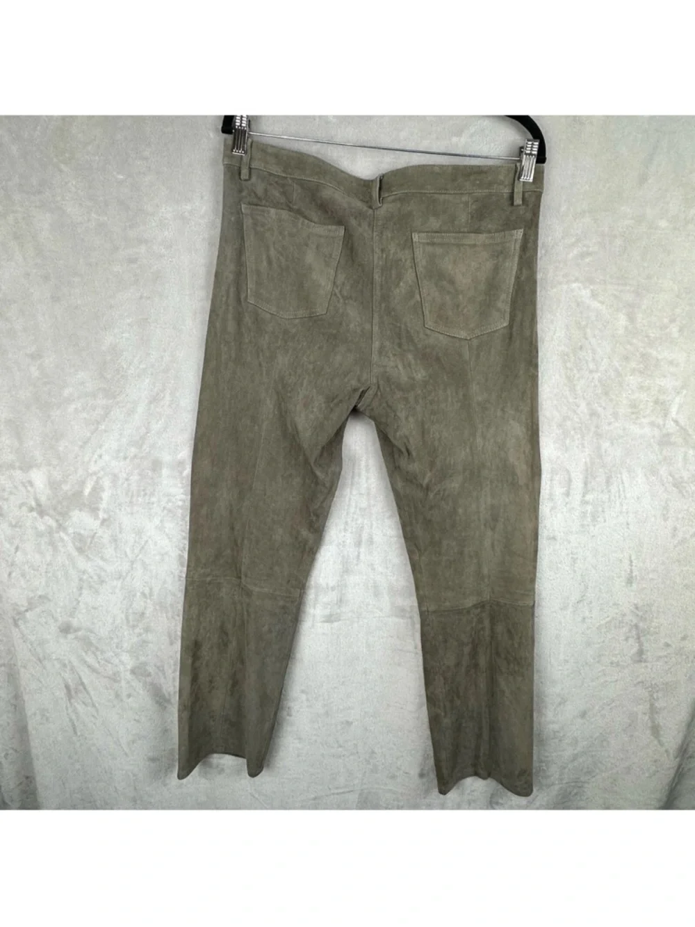 The Row Olive Green Lambskin Suede Straight-Leg Pants (Quiet Luxury) - Picture 8 of 13